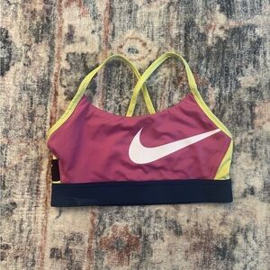 Nike Women's Pink and Yellow Sports Bra